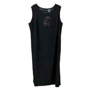 Positive Attitude Midi Dress Size 18 Black Embellished Side Slit Elegant Classic